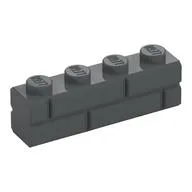 Brick Special 1 x 4 with Masonry Brick Profile, Dark Bluish Gray