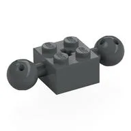Technic Brick Special 2 x 2 with 10.2mm Balls with Holes and Axle Hole, Dark Bluish Gray
