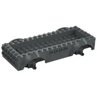 Vehicle Base 8 x 16 with Wheel Arches, Front and Side Studs, and 4 x 14 Recessed Studded Section, 3 Holes, Dark Bluish Gray Wheel Clip Pins, Dark Bluish Gray