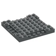 Plate Special 8 x 8 x 2/3 with Four 1 x 4 Recessed Edges, Dark Bluish Gray