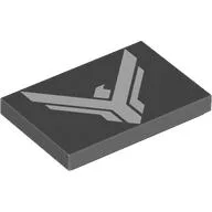 Tile 2 x 3 with White Atreides Bird Insignia Print, Dark Bluish Gray