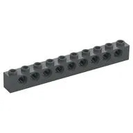 Technic Brick 1 x 10 [9 Pin Holes], Dark Bluish Gray