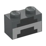 Brick 1 x 2 with Pixelated Forge Print, Dark Bluish Gray