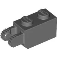 Hinge Brick 1 x 2 Locking with 2 Fingers Vertical End, 9 Teeth, Dark Bluish Gray