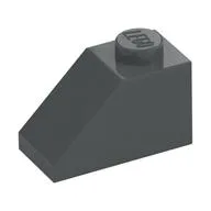 Brick Sloped 45° 2 x 1 with Bottom Pin, Dark Bluish Gray