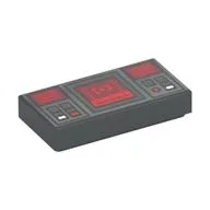Tile 1 x 2 with Controls Print, Dark Bluish Gray