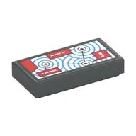 Tile 1 x 2 with Red Squares, Arrows Print, Dark Bluish Gray