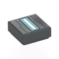 Tile 1 x 1 with Metal Blue/White Triangle, Black Lines Print, Dark Bluish Gray