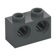 Technic Brick 1 x 2 [2 Pin Holes], Dark Bluish Gray