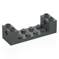 Brick Special 2 x 6 x 1 1/3 with Axle Holes and 2 x 4 Recessed, Ridges at Underside, Dark Bluish Gray