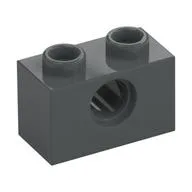 Technic Brick 1 x 2 [1 Pin Hole], Dark Bluish Gray