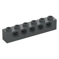 Technic Brick 1 x 6 [5 Pin Holes], Dark Bluish Gray