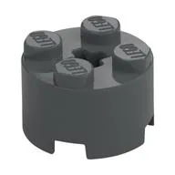 Brick Round 2 x 2 with Axle Hole, Dark Bluish Gray