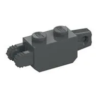 Hinge Brick 1 x 2 Locking with 1 Finger Vertical End and 2 Fingers Vertical End, 7 Teeth, Dark Bluish Gray