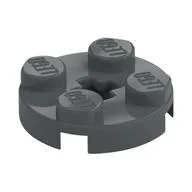 Plate Round 2 x 2 with Axle Hole Type 1 (+ Opening), Dark Bluish Gray