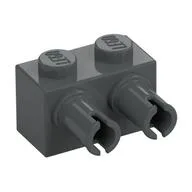 Brick Special 1 x 2 with 2 Pins, Square Pin Holes, Dark Bluish Gray