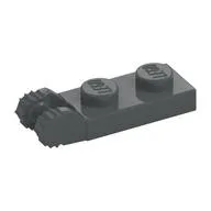 Hinge Plate 1 x 2 Locking with 2 Fingers On End, without Groove, 7 Teeth, Dark Bluish Gray
