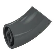 Brick Round 2 x 2 D. Tube with 45° Elbow and Axle Holes (Crossholes) at Each End [LONG], Dark Bluish Gray