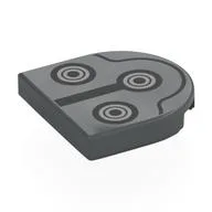 Tile Round 2 x 2 Half Circle with Black/Silver Circles (Snowtrooper Mask) Print, Dark Bluish Gray