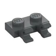 Plate Special 1 x 2 with Clips Horizontal [Open O Clips], Dark Bluish Gray