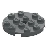 Plate Round 4 x 4 with Pin Hole, Dark Bluish Gray
