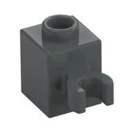 Brick Special 1 x 1 with Clip Vertical [Open O Clip, Hollow Stud], Dark Bluish Gray