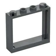 Window 1 x 4 x 3 without Shutter Tabs, Dark Bluish Gray