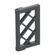 Window 1 x 2 x 3 Pane Latticed with Thick Corner Tabs, Dark Bluish Gray