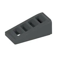 Brick Sloped 18° 2 x 1 x 2/3 with 4 Slots / Grate, Dark Bluish Gray