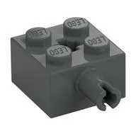 Brick Special 2 x 2 with Pin and Axle Hole, Dark Bluish Gray