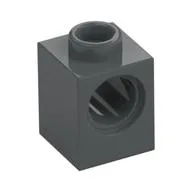 Technic Brick 1 x 1 with Pin Hole, Dark Bluish Gray