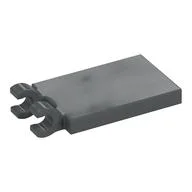 Tile Special 2 x 3 with 2 Clips without Tab between Clips, Dark Bluish Gray
