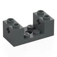 Brick Special 2 x 4 x 1 1/3 with Axle Holes and 2 x 2 Recessed and Hole, Dark Bluish Gray