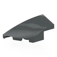 Brick Wedged, Curved 4 x 2 with Stud Notch Left, Dark Bluish Gray