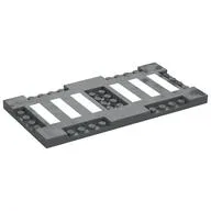 Plate Special 8 x 16 with Six Recessed Edges with 1 x 4 Studs and Recessed Center with 2 x 4 Studs, Six White Stripes (Pedestrian Crossing) Print, Dark Bluish Gray