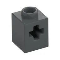 Technic Brick 1 x 1 with Axle Hole, Dark Bluish Gray
