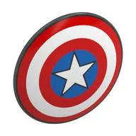 Shield Round Bowed with Red, White, and Blue Circles with Star Print (Captain America), Dark Bluish Gray