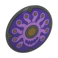 Shield Round Bowed with Lavender Beholder on Dark Purple Field Print, Dark Bluish Gray