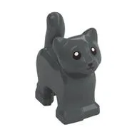 Animal, Cat, Kitten, Short Tail, Black Eyes and Nose Print, Dark Bluish Gray