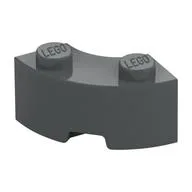 Brick Round Corner 2 x 2 Macaroni with Stud Notch and Reinforced Underside [New Style], Dark Bluish Gray