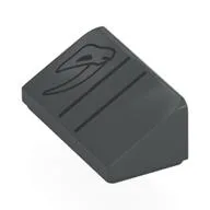 Brick Sloped 30° 1 x 2 x 2/3 with Black Mudhorn Skull Symbol Print, Dark Bluish Gray