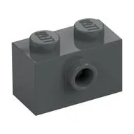 Brick Special 1 x 2 with 1 Center Stud on 1 Side, Bottom Stud Holder, Dark Bluish Gray