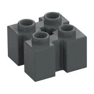 Brick Special 2 x 2 with Grooves and Axle Hole, Dark Bluish Gray