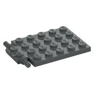 Plate Special 4 x 6 with Trap Door Hinge [Long Pins], Dark Bluish Gray