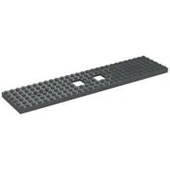 Vehicle Base, Train 6 x 28 with Two 2 x 2 Openings and 3 Round Holes Each End, Dark Bluish Gray