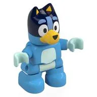 Duplo Figure Dog Small with Dark Blue Head, Light Aqua Chest, Hands (Bluey), Medium Blue