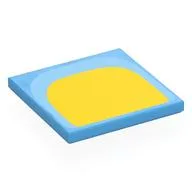 Tile 4 x 4 with Yellow/Bright Light Blue Shape (Tummy) Print, Medium Blue