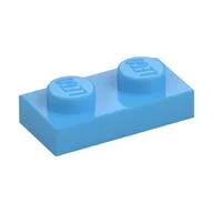 Plate 1 x 2, Medium Blue