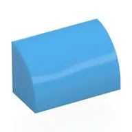 Brick Curved 1 x 2 x 1 No Studs, Medium Blue
