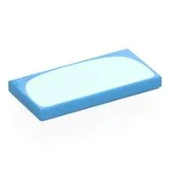 Tile 2 x 4 with Bright Light Blue Tummy Print, Medium Blue